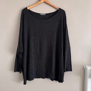 Alembika Dolman Sleeve Dark Gray Pullover Wool Blend Top